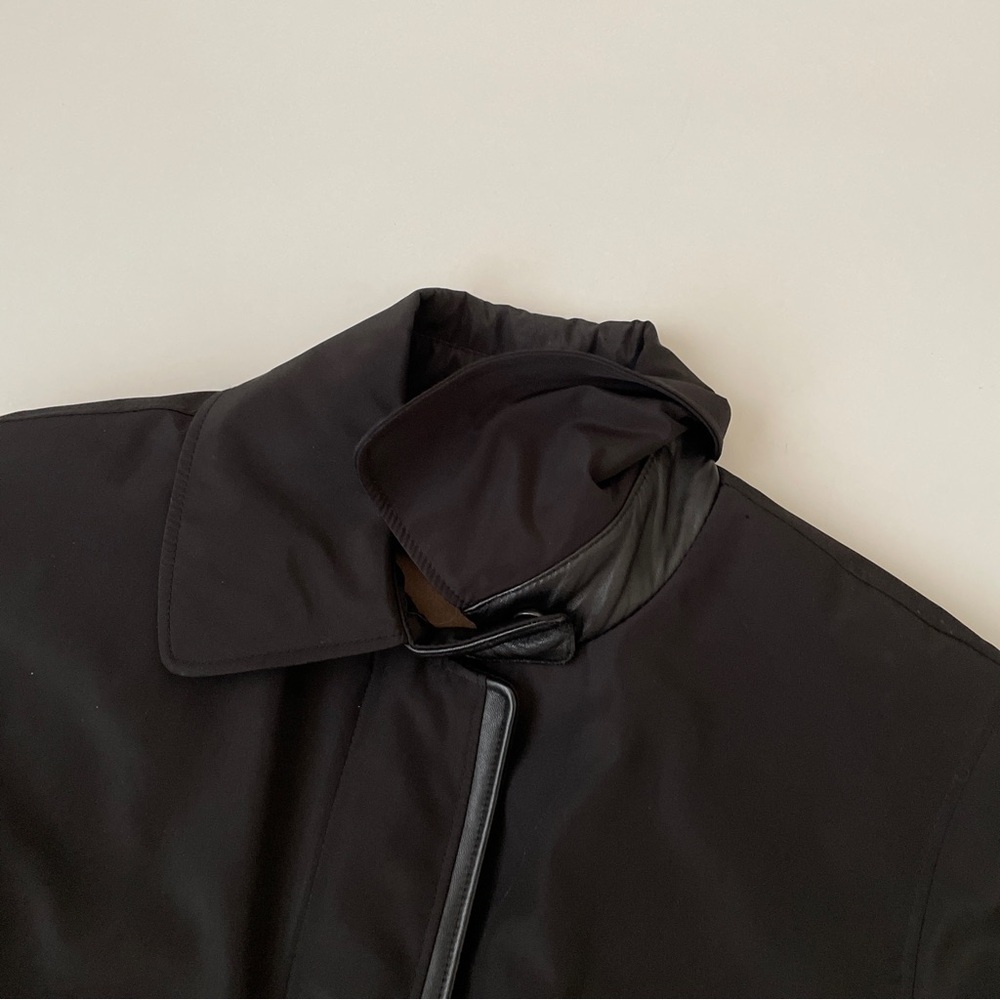 RARE ✨ Calvin Klein Black Car Coat Removable Tan Wool Cashmere Liner, Size Large - Picture 10 of 12